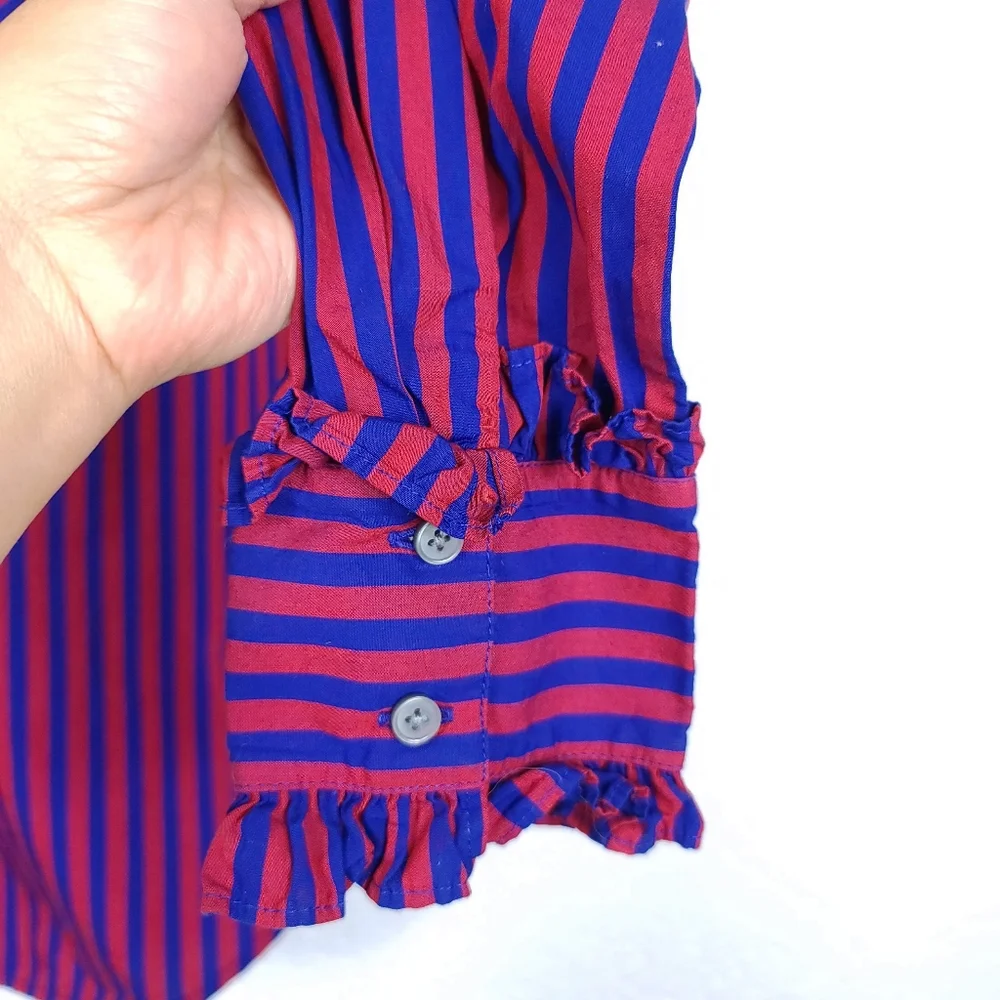 J.CREW Ruffle-Trim Tuxedo Shirt In Stripe